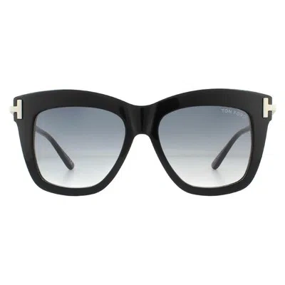 Pre-owned Tom Ford Sunglasses Dasha Ft0822 01b Shiny Black Smoke Gradient In Gray