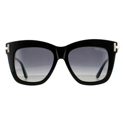 Pre-owned Tom Ford Sunglasses Dasha Ft0822 01d Shiny Black Smoke Gradient Polarized In Gray