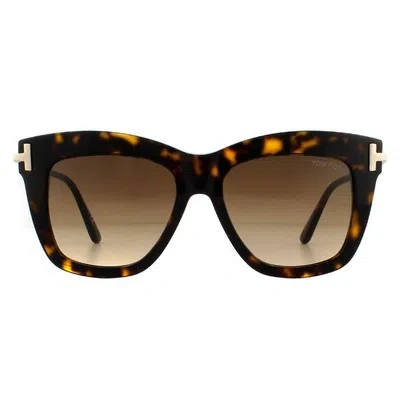 Pre-owned Tom Ford Sunglasses Dasha Ft0822 52f Dark Havana Brown Gradient