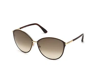 Pre-owned Tom Ford Sunglasses Ft0320 Penelope 28f Rose Gold Brown Woman