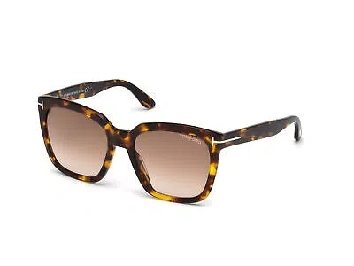 Pre-owned Tom Ford Sunglasses Ft0502 Amarra 52f Dark Havana Brown Woman
