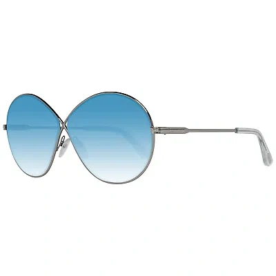 Pre-owned Tom Ford Sunglasses Ft0564 14x 64mm Rania-02 Women Silver/blue Oval Metal