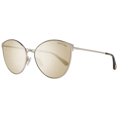 Pre-owned Tom Ford Sunglasses Ft0654 28g 60mm Zelia - Gold/gold Mirrored Oval In Pink