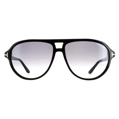 Pre-owned Tom Ford Sunglasses Ft0932 Jeffrey 01b Shiny Black Smoke Gradient In Gray
