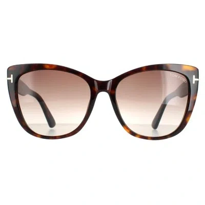 Pre-owned Tom Ford Sunglasses Ft0937 Nora 52k Dark Havana Roviex Gradient In Brown