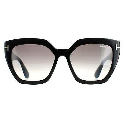Pre-owned Tom Ford Sunglasses Ft0939 Phoebe 01b Shiny Black Smoke Gradient In Gray