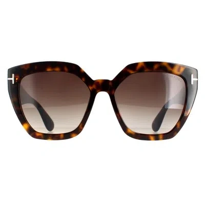 Pre-owned Tom Ford Sunglasses Ft0939 Phoebe 52k Dark Havana Gradient Roviex Brown