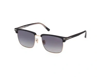 Pre-owned Tom Ford Sunglasses Ft0997-h Hudson-02 02d Black Smoke Man In Gray