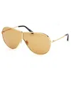 Tom Ford Keating 71mm Oversize Pilot Sunglasses In Brown