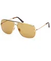 Tom Ford Pilot Frame Ft1307 Sunglasses In Yellow