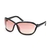Tom Ford Sunglasses Geometric Full Rim, Shiny Black Frame And Violet Gradient Mirror Lens Ft106901z In Black