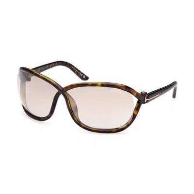 Tom Ford Sunglasses Geometric Full Rim, Shiny Black Frame And Violet Gradient Mirror Lens Ft106901z In Multi