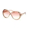 Tom Ford Sunglasses Geometric Full Rim, Shiny Light Brown Frame And Bordeaux Gradient Lens Ft111645t
