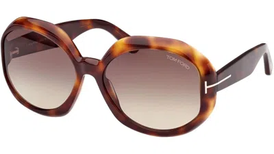 Pre-owned Tom Ford Sunglasses Georgia 02 Ft1011 52b Dark Havana Smoke Gradient 62 Mm In Brown