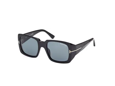 Tom Ford Sunglasses In Glossy Black/blue