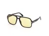 Tom Ford Falconer M Ft0884 01e Navigator Sunglasses In Glossy Black/brown