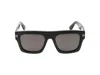 Tom Ford Fausto Squared Acetate Sunglasses In Glossy Black/smoke