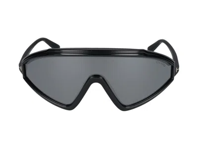Tom Ford Sunglasses In Glossy Black/smoke Mirrored