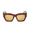 Tom Ford Womens Brown Ft1191 Luna Rectangle-frame Acetate Sunglasses In Havana/marrone