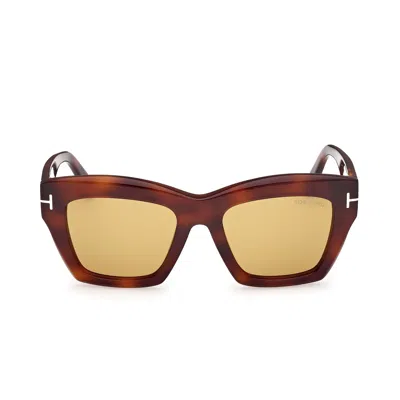 Tom Ford Womens Brown Ft1191 Luna Rectangle-frame Acetate Sunglasses In Multi