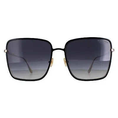 Pre-owned Tom Ford Sunglasses Heath Ft0739 01d Shiny Black Gray Polarized