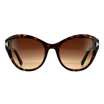 Pre-owned Tom Ford Sunglasses Leigh Ft0850 52f Dark Havana Brown Gradient