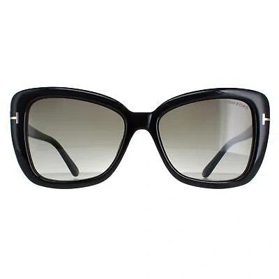 Pre-owned Tom Ford Sunglasses Maeve Ft1008 01b Shiny Black Smoke Gradient In Gray