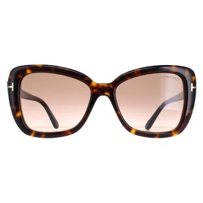 Pre-owned Tom Ford Sunglasses Maeve Ft1008 52f Dark Havana Brown Gradient