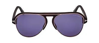 Pre-owned Tom Ford Sunglasses Marshall Aviator Plastic Sunglasses With Blue Lens For Men In Black
