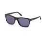 Tom Ford Eyewear Stephenson Square Frame Sunglasses In Matte Black/blue