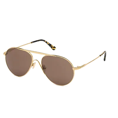Pre-owned Tom Ford Sunglasses Men Women Gold Pilot Frame Brown Lens Ft0773 30e 58mm Smith