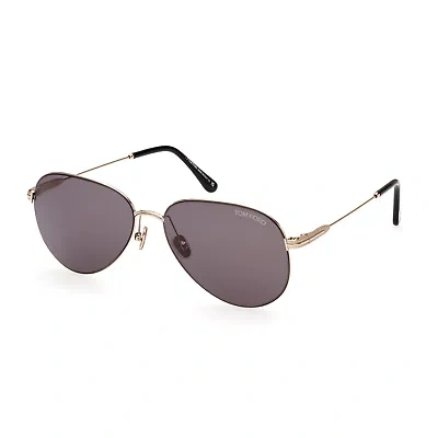 Pre-owned Tom Ford Sunglasses Men Women Gold Shiny Black Grey Pilot Ft0993 28a Porscha In Gray