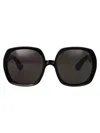 Tom Ford Geometric Sunglasses In Nero Lucido / Fumo