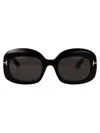 Tom Ford Eyewear Cielle Oval Frame Sunglasses In Nero Lucido / Fumo