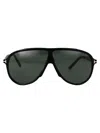 Tom Ford Eyewear Oversized Pilot Frame Sunglasses In Nero Lucido / Verde