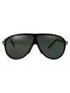 Tom Ford Eyewear Oversized Pilot Frame Sunglasses In Nero Lucido / Verde