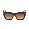 Tom Ford Womens Black Ft1191 Luna Rectangle-frame Acetate Sunglasses In Nero/marrone
