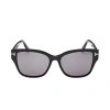 Tom Ford Women's Shiny Black Elsa Polarized Square Sunglasses In Nero/nero
