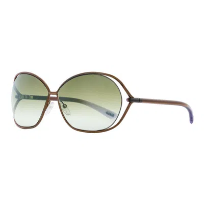 Tom Ford Sunglasses Oval Full Rim, Shiny Brown Frame And Brown Gradient Lens Ft0157carla48f