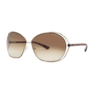 Tom Ford Sunglasses Oval Full Rim, Shiny Brown Frame And Brown Gradient Lens Ft0157carla48f