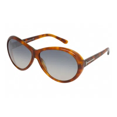 Tom Ford Sunglasses Oval Full Rim, Shiny Light Havana Frame And Grey Gradient Lens Ft0202geraldine56b In Brown