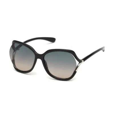 Tom Ford Sunglasses Oval Semi Rim, Black Frame And Gradient Smoke Lens Ft057801b