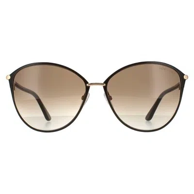 Pre-owned Tom Ford Sunglasses Penelope Ft0320 28f Brown Gold With Havana Brown Gradient