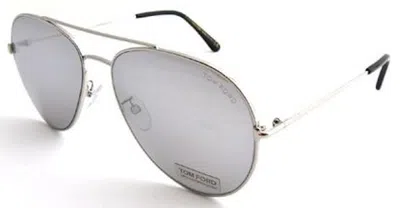 Pre-owned Tom Ford Sunglasses Pilot Ft0636k/s 18c 62 Shiny Silver Sunglasses Mirror Lens In Gray