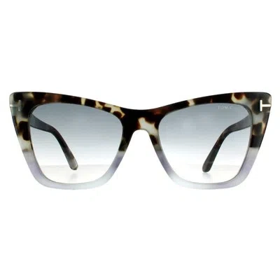 Pre-owned Tom Ford Sunglasses Poppy Ft0846 55b Coloured Havana Gray Gradient