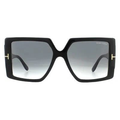 Pre-owned Tom Ford Sunglasses Quinn Ft0790 01b Shiny Black Gray Smoke Gradient