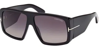 Pre-owned Tom Ford Sunglasses Raven Ft 1036 01b Shiny Black Frame Smoke Gradient Lens 60mm