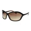 Tom Ford Sunglasses Rectangle Full Rim, Brown Frame And Brown Gradient Lens Ft0122patek50f In Black