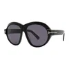 Tom Ford Sunglasses Round Full Rim, Dark Havana Frame And Brown Mirror Lens Ft111352g In Black