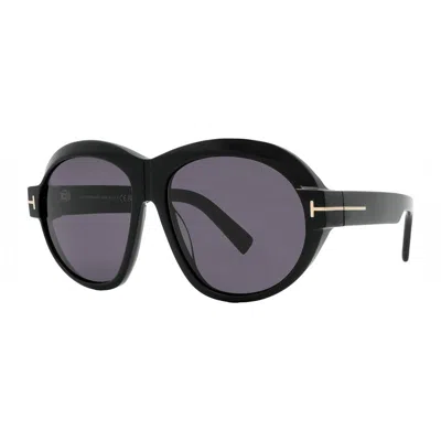 Tom Ford Sunglasses Round Full Rim, Dark Havana Frame And Brown Mirror Lens Ft111352g In Black
